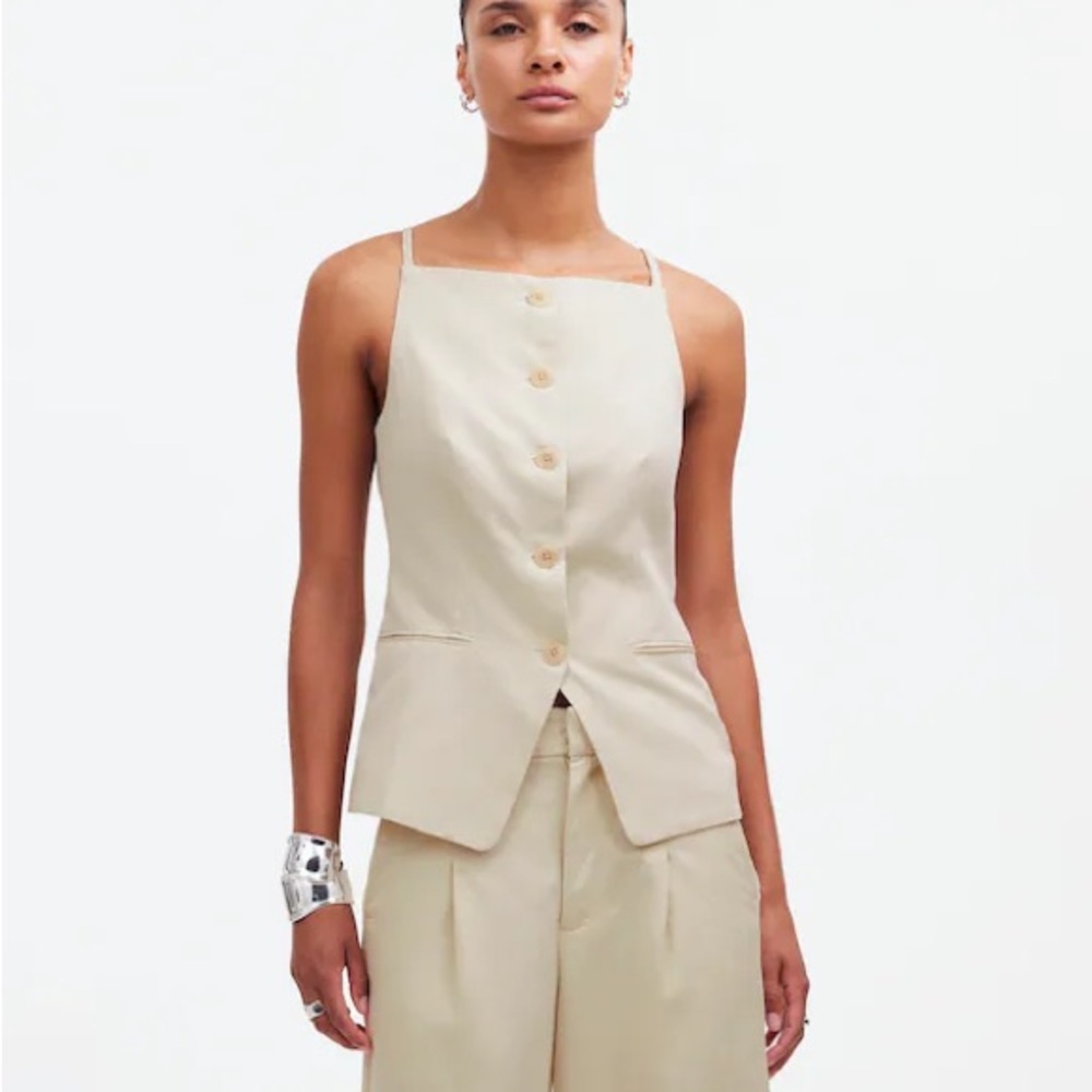 NWT Madewell Square-Neck Vest in Drapey Twill
